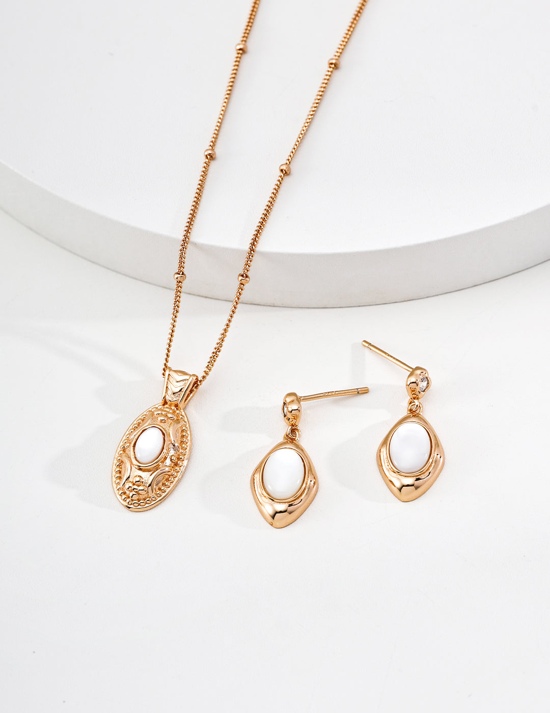 Gold Drop Earrings with Mother of Pearl
