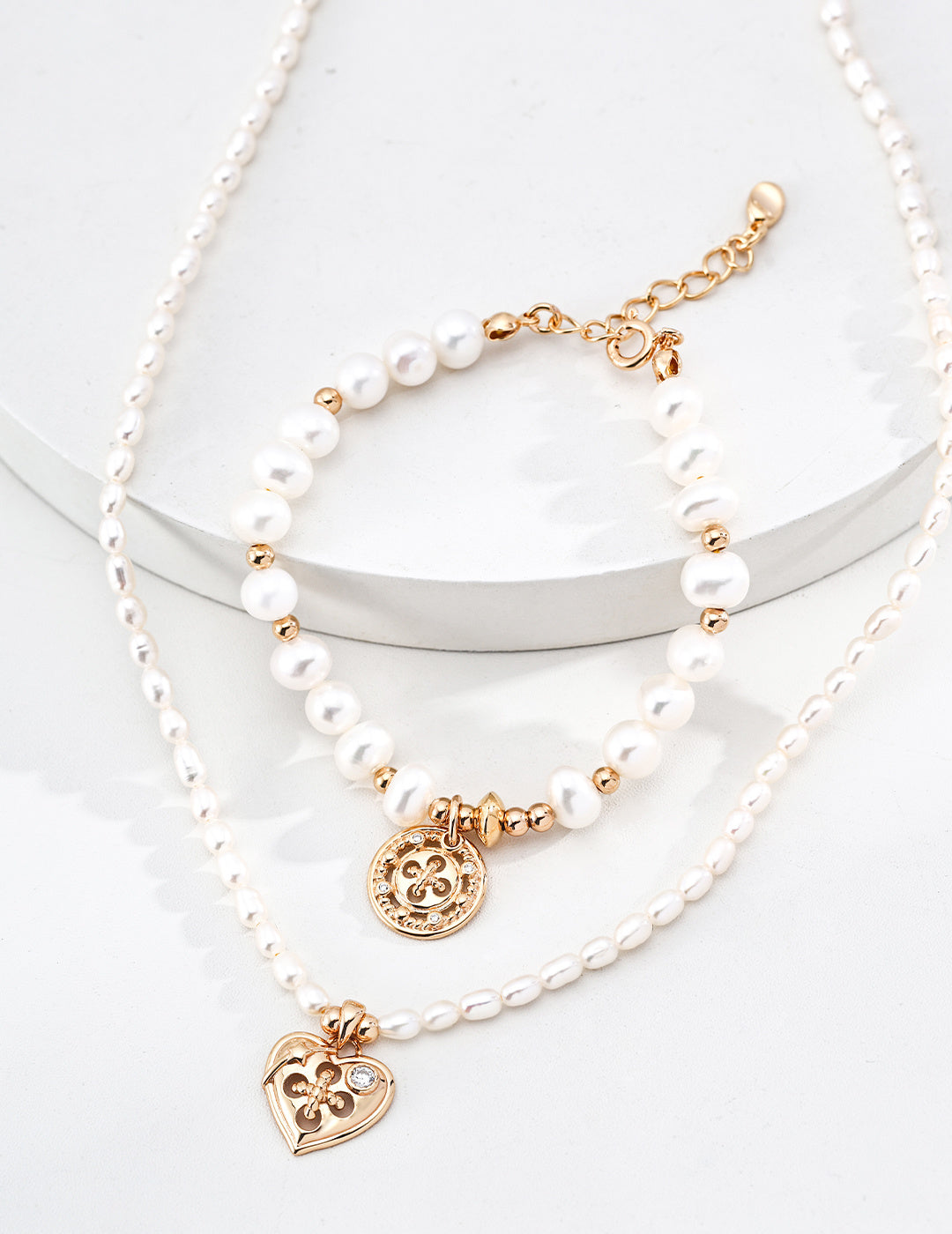 Pearl Charm Bracelet with Gold Accent
