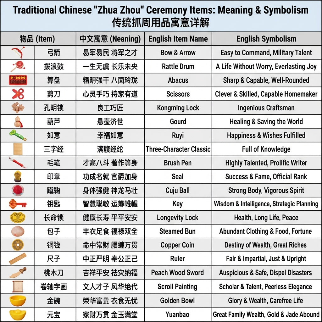 Chinese Traditional Zhuazhou Set | First Birthday Cultural Ceremony Kit