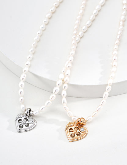 Dainty Heart Pearl Necklace