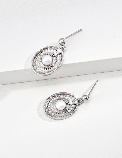 Pearl Drop Earrings with Crystal Detail