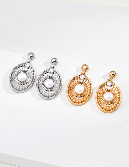 Pearl Drop Earrings with Crystal Detail