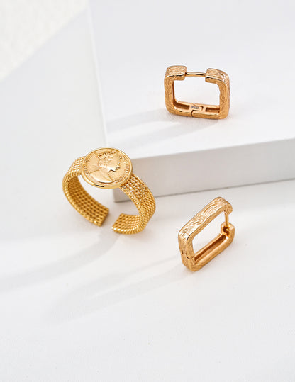 Textured Square Hoop Earrings