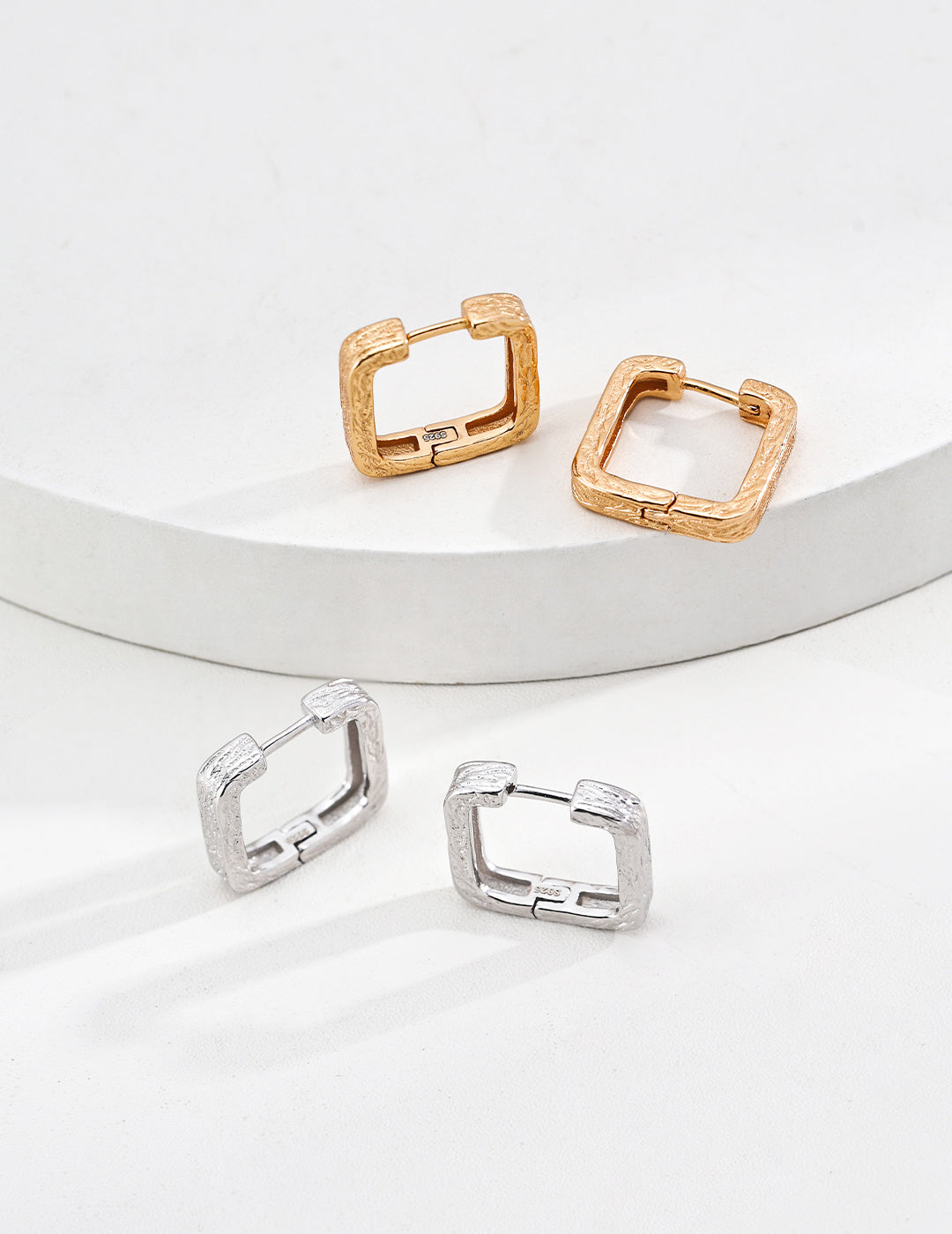 Textured Square Hoop Earrings