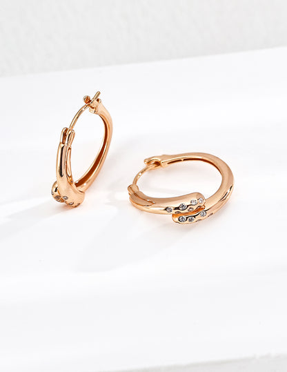 Twisted Gold Hoop Earrings with Diamond Accents