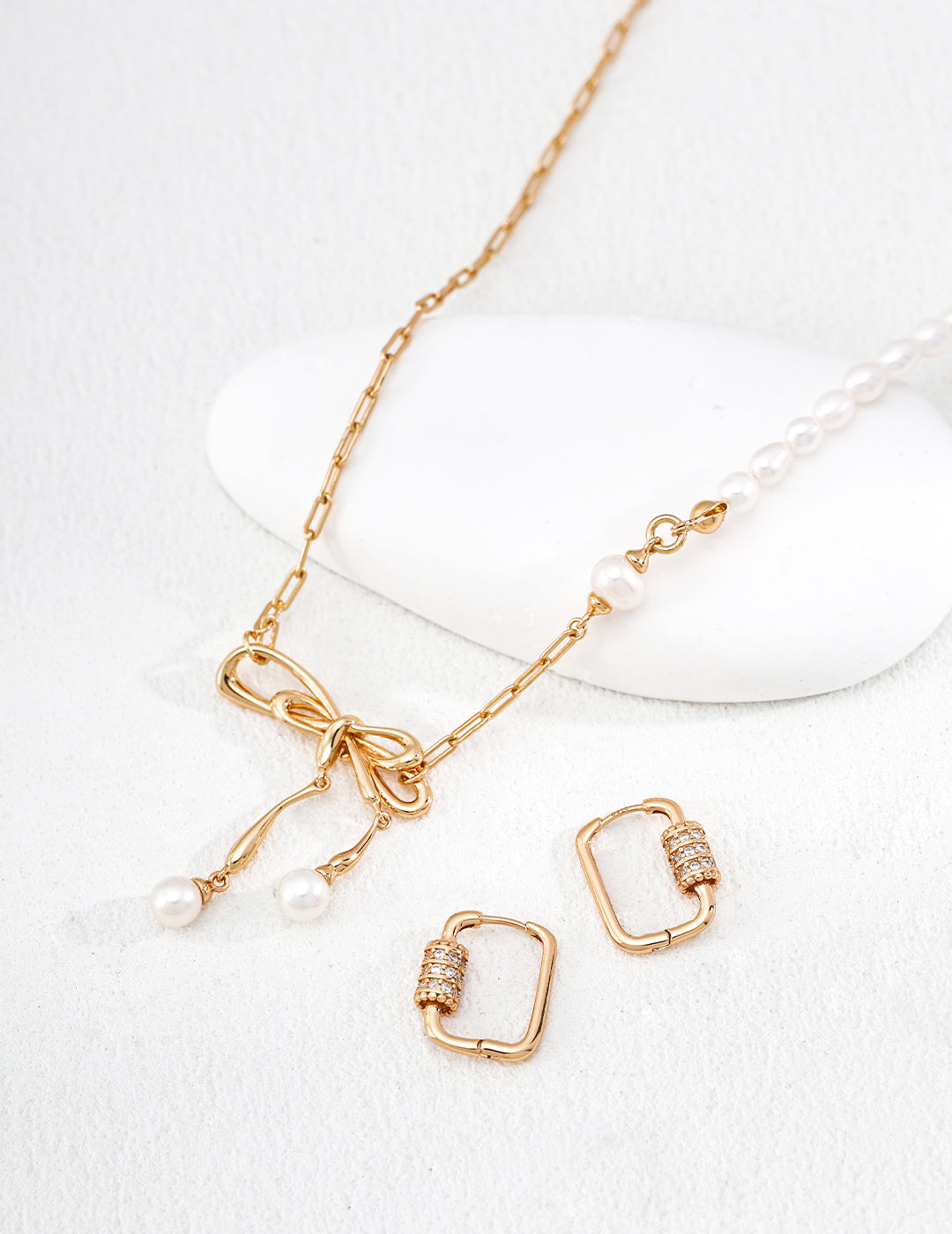 Square Gold Hoop Earrings with Diamond Detail