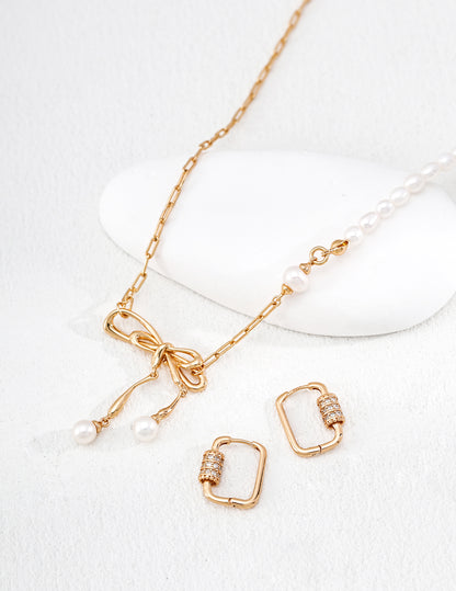 Square Gold Hoop Earrings with Diamond Detail