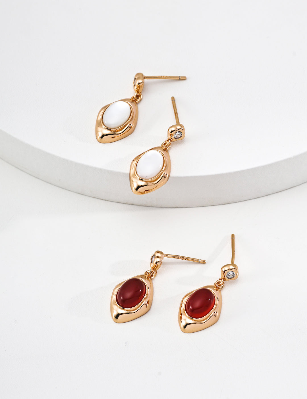 Gold Drop Earrings with Mother of Pearl
