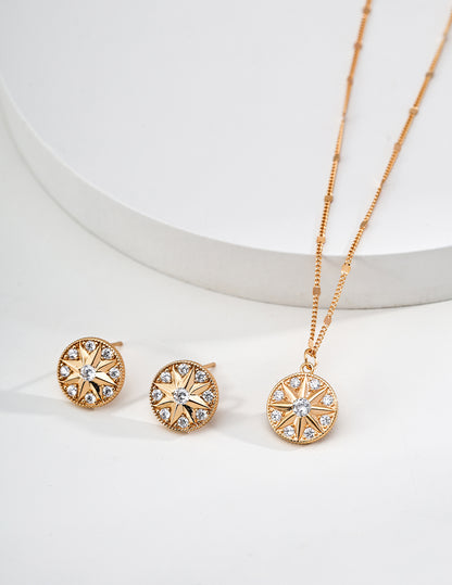 Vintage Sunburst Stud Earrings with Crystals