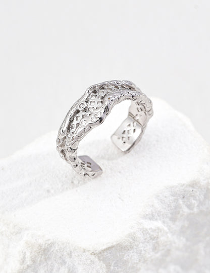 Molten Gold Statement Ring with Crystal Detail