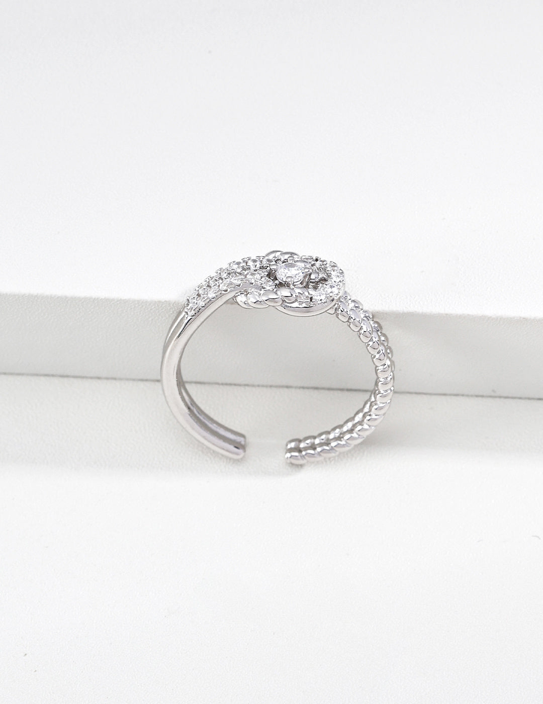 Vintage Gold Open Ring with Zircon Accent