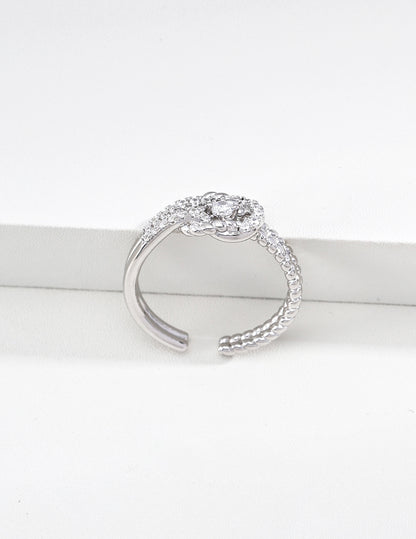 Vintage Gold Open Ring with Zircon Accent