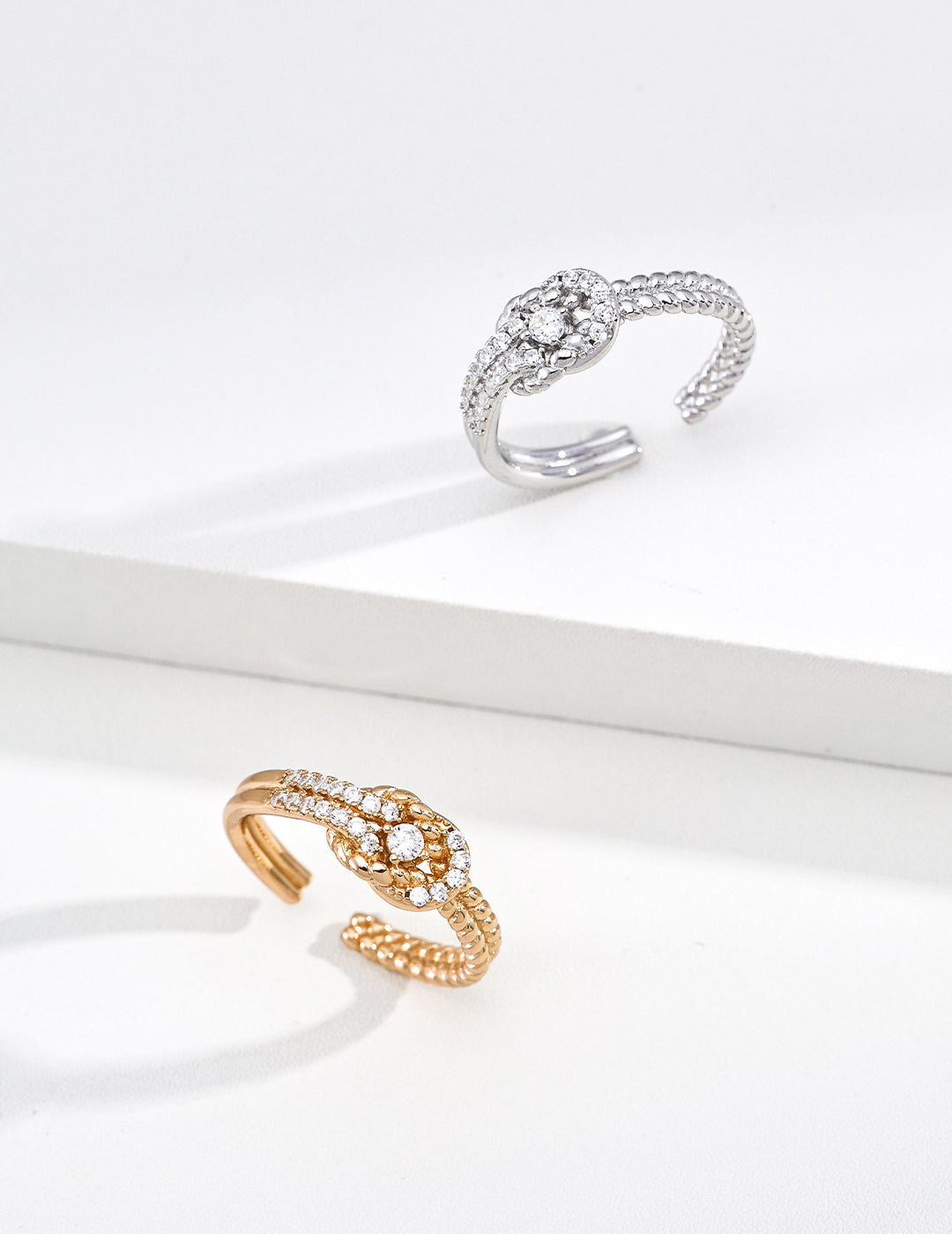 Vintage Gold Open Ring with Zircon Accent