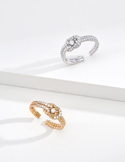 Vintage Gold Open Ring with Zircon Accent