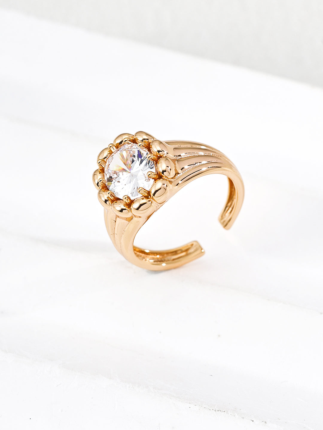 Classic Zircon Open Ring with Double Band