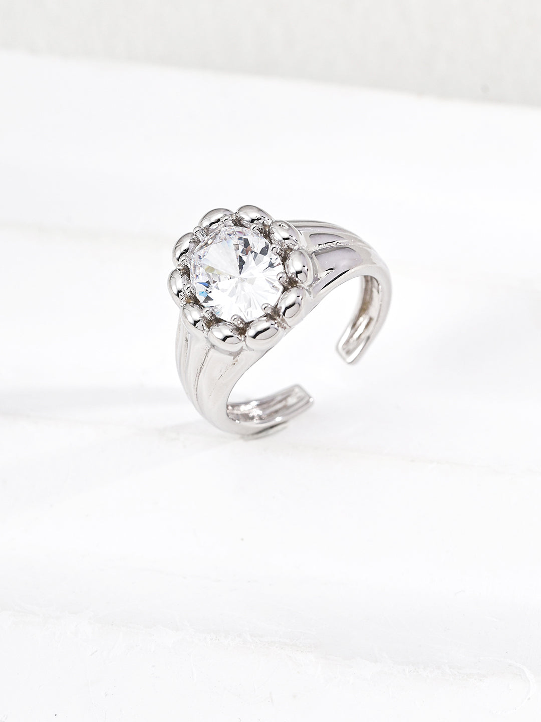 Classic Zircon Open Ring with Double Band
