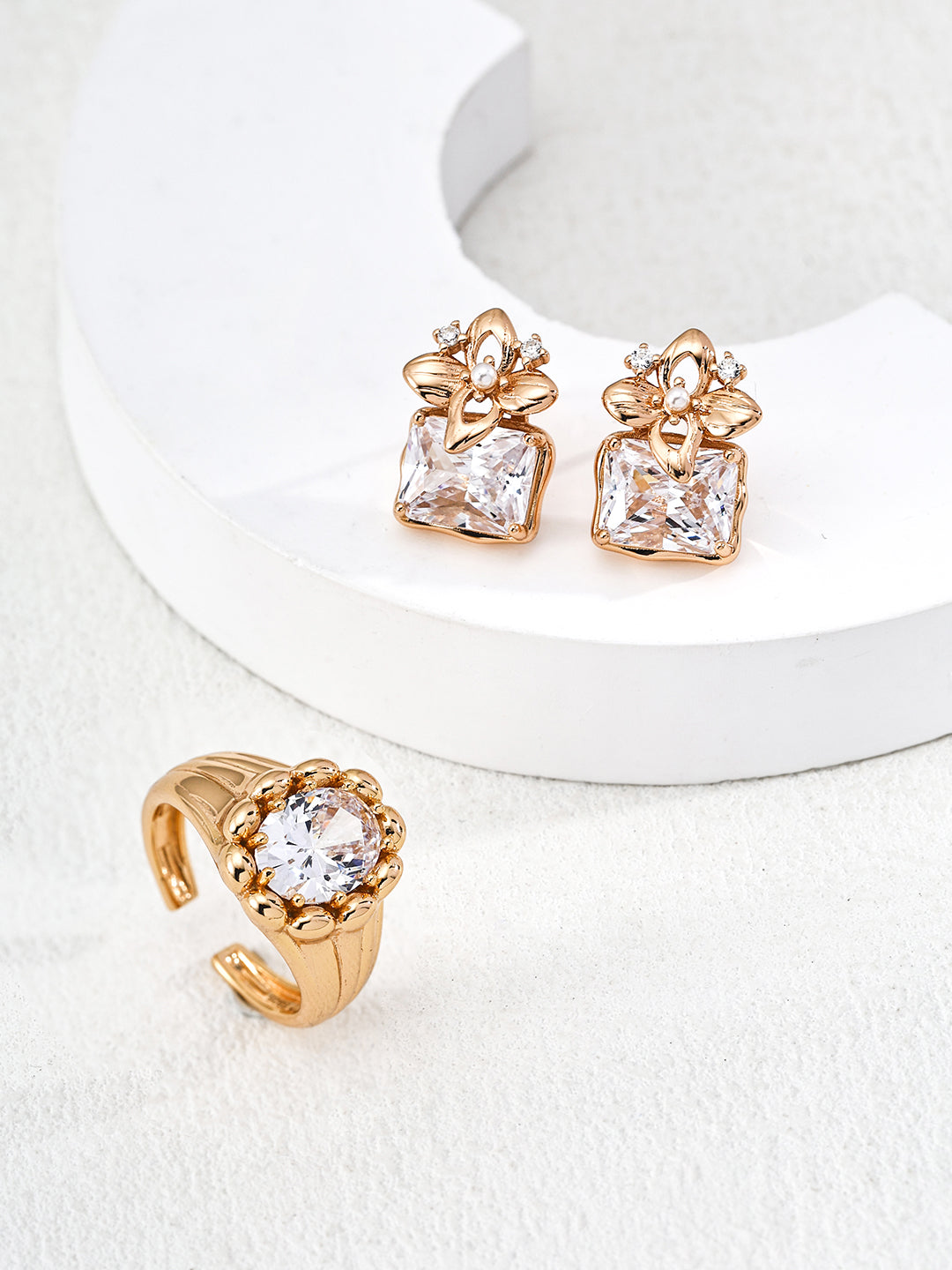 Classic Zircon Open Ring with Double Band
