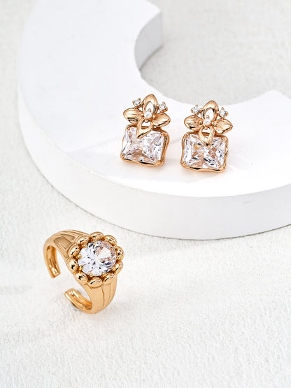 Classic Zircon Open Ring with Double Band