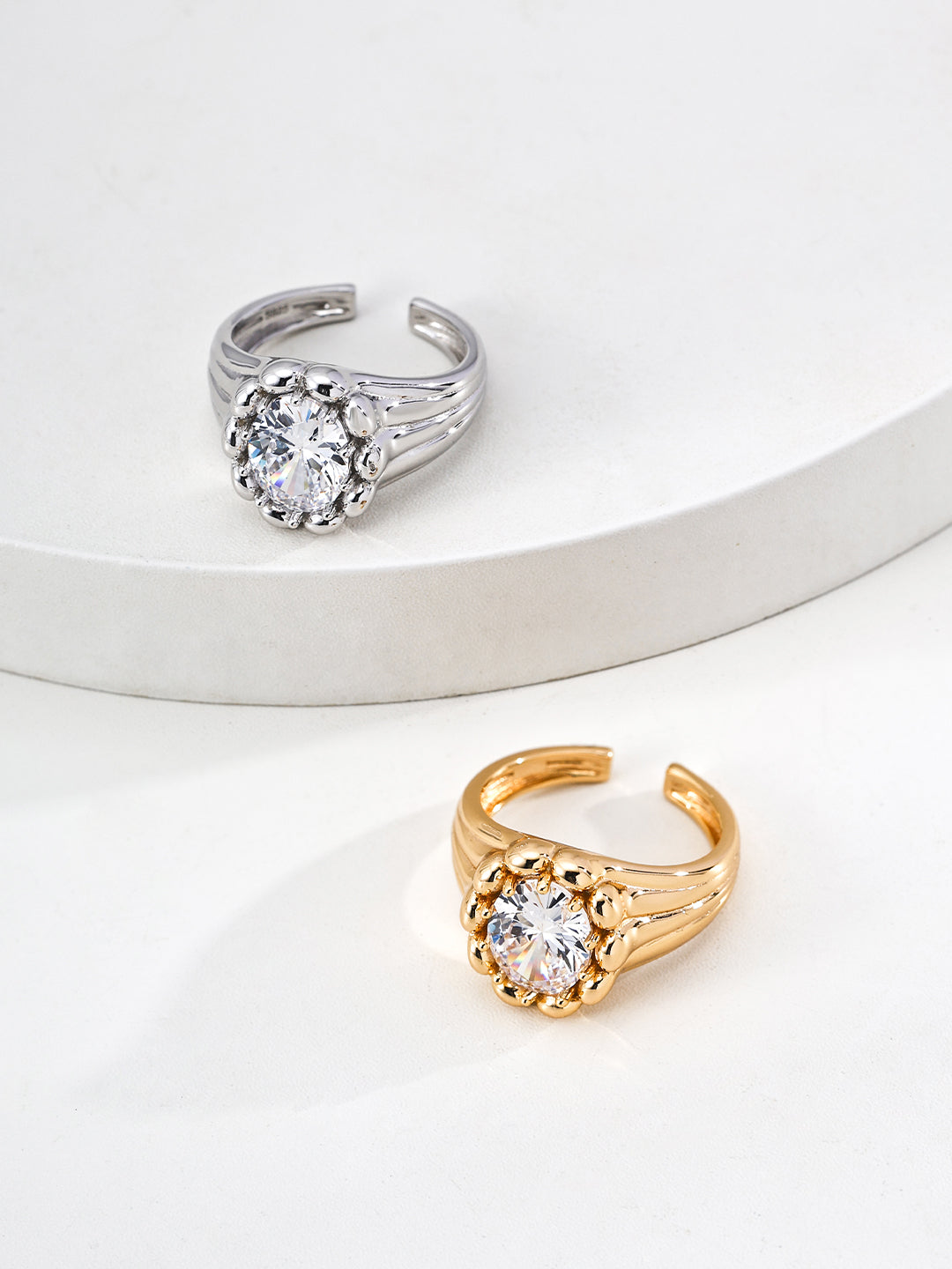 Classic Zircon Open Ring with Double Band