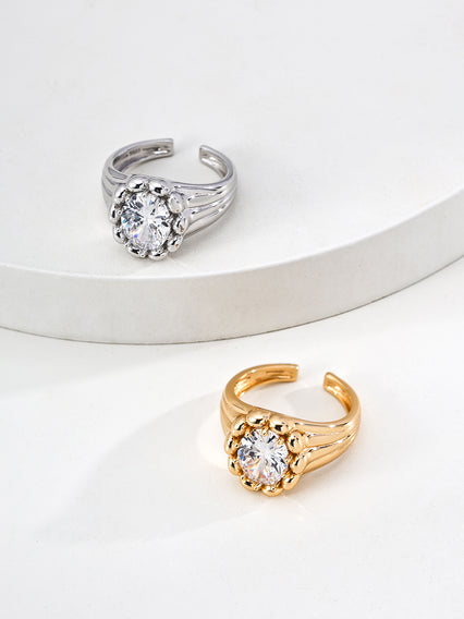 Classic Zircon Open Ring with Double Band