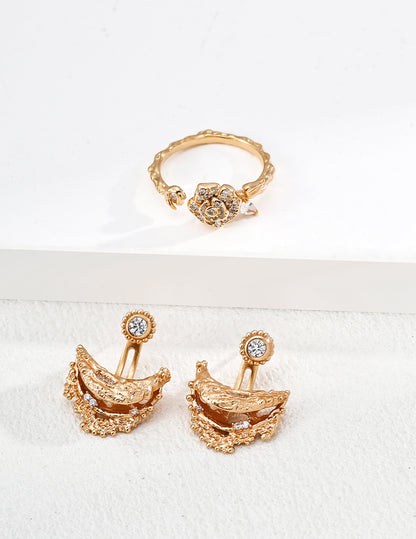 Floral Zircon Open Ring – Delicate Gold Flower Ring