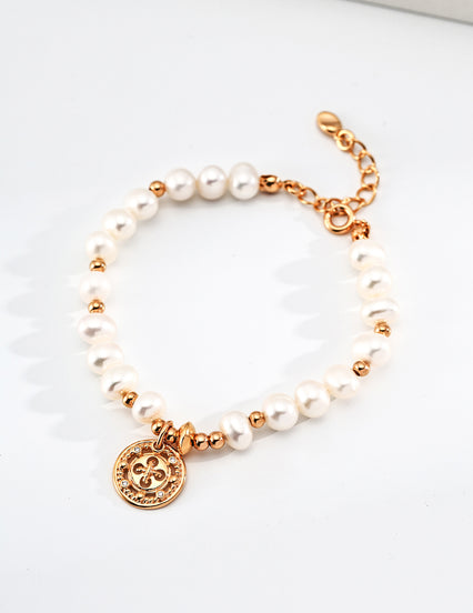 Pearl Charm Bracelet with Gold Accent