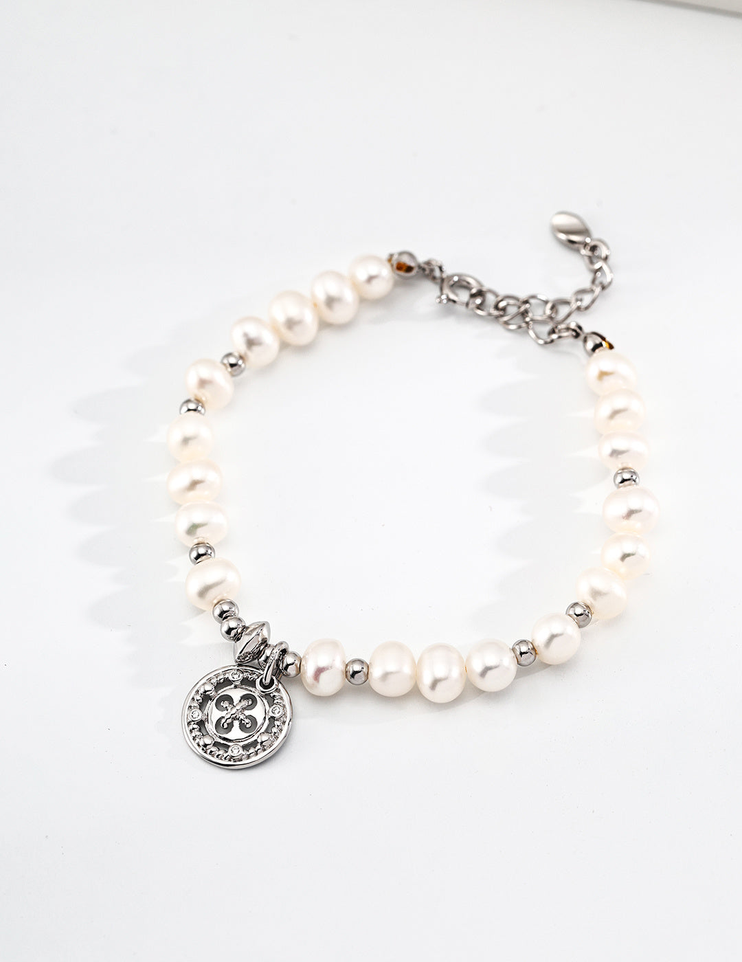 Pearl Charm Bracelet with Gold Accent