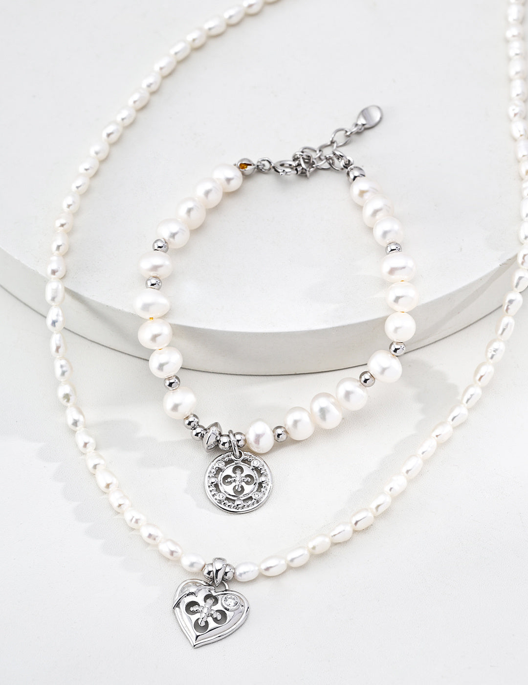 Pearl Charm Bracelet with Gold Accent
