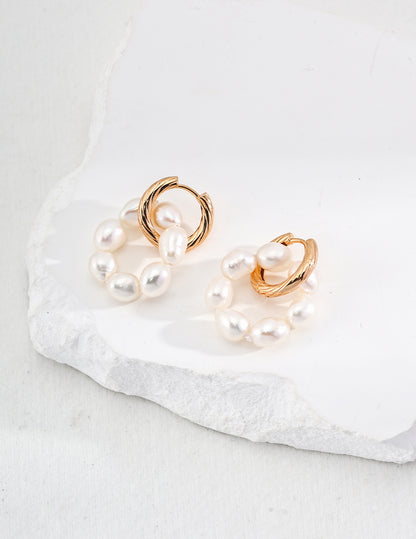 Vintage Pearl Hoop Earrings