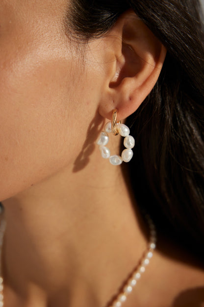 Vintage Pearl Hoop Earrings