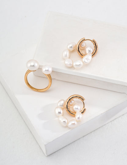 Vintage Pearl Hoop Earrings