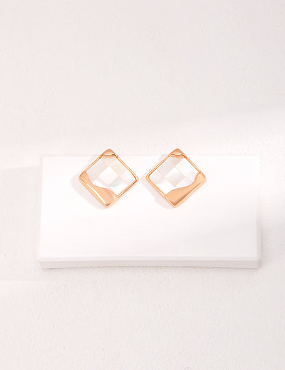 Geometric Shell Stud Earrings