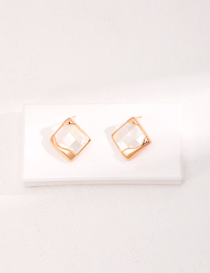 Geometric Shell Stud Earrings