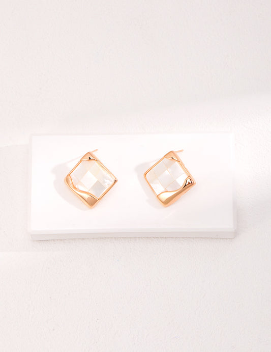 Geometric Shell Stud Earrings