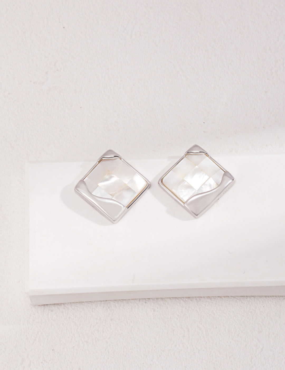 Geometric Shell Stud Earrings