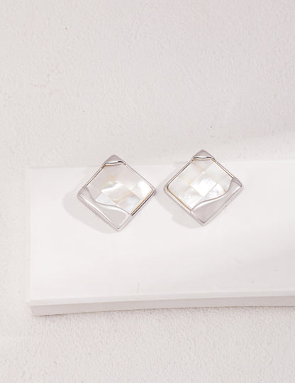 Geometric Shell Stud Earrings