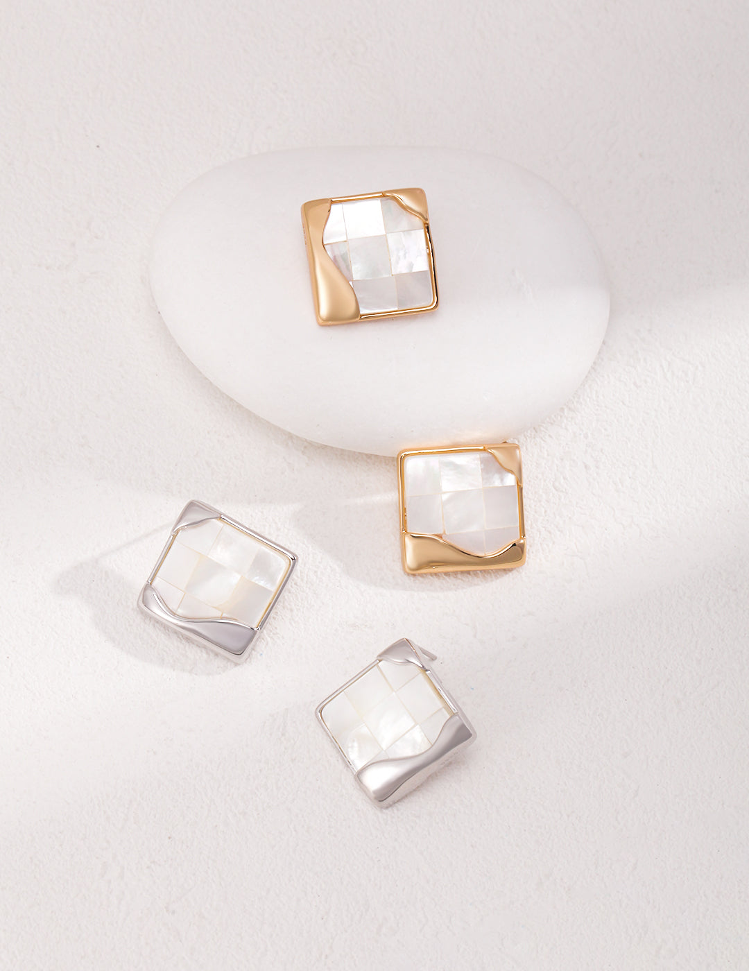 Geometric Shell Stud Earrings