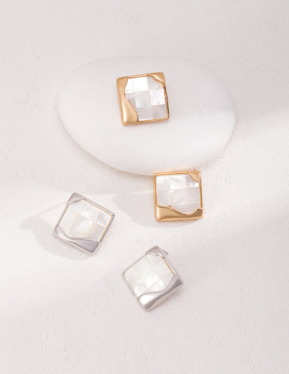 Geometric Shell Stud Earrings
