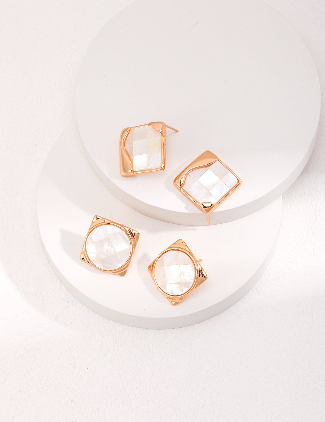Geometric Shell Stud Earrings
