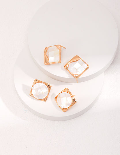 Geometric Shell Stud Earrings