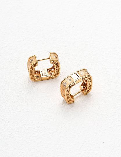 Vintage Gold Textured Hoop Earrings