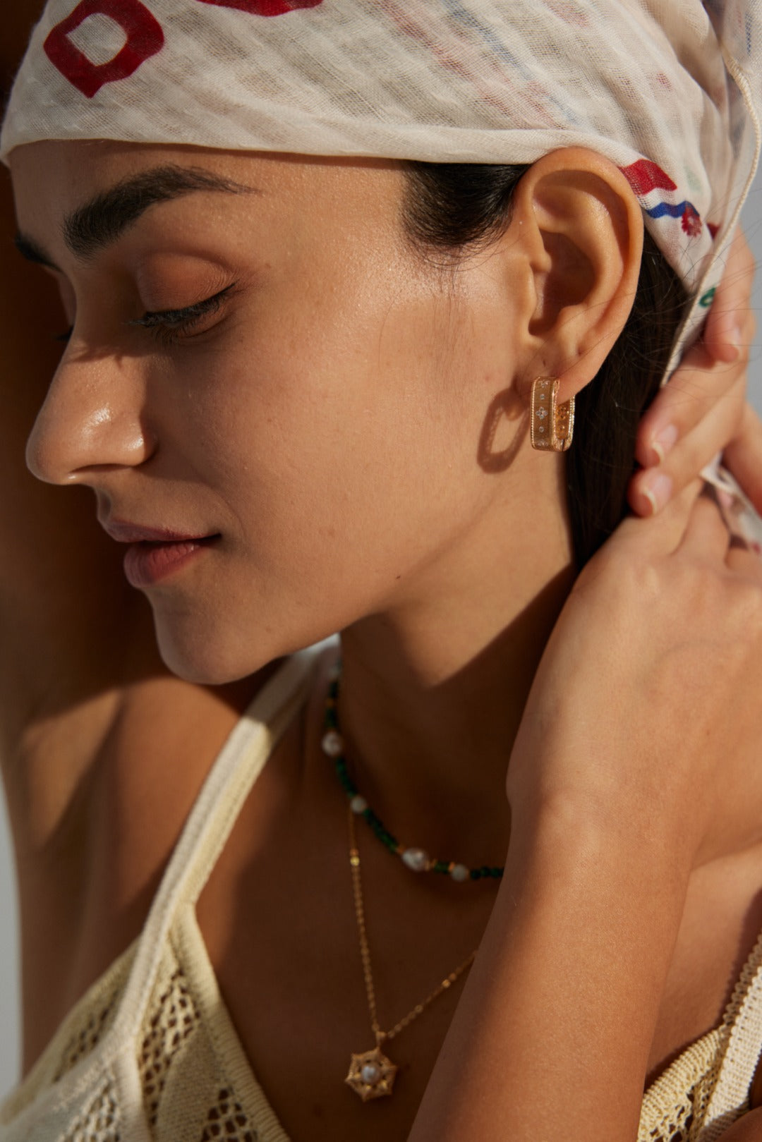 Vintage Gold Textured Hoop Earrings