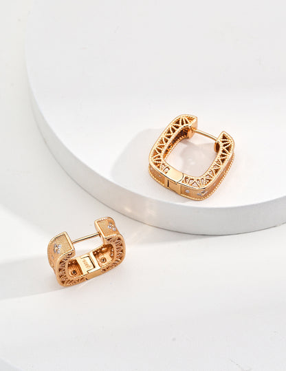 Vintage Gold Textured Hoop Earrings