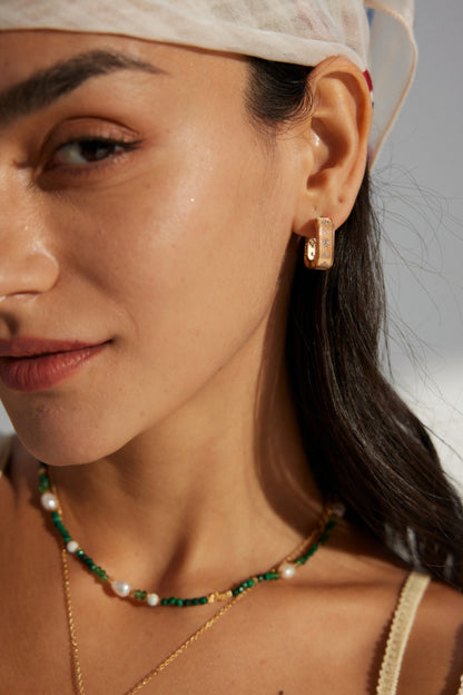 Vintage Gold Textured Hoop Earrings