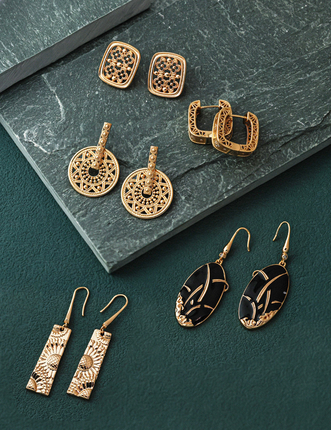 Vintage Gold Textured Hoop Earrings