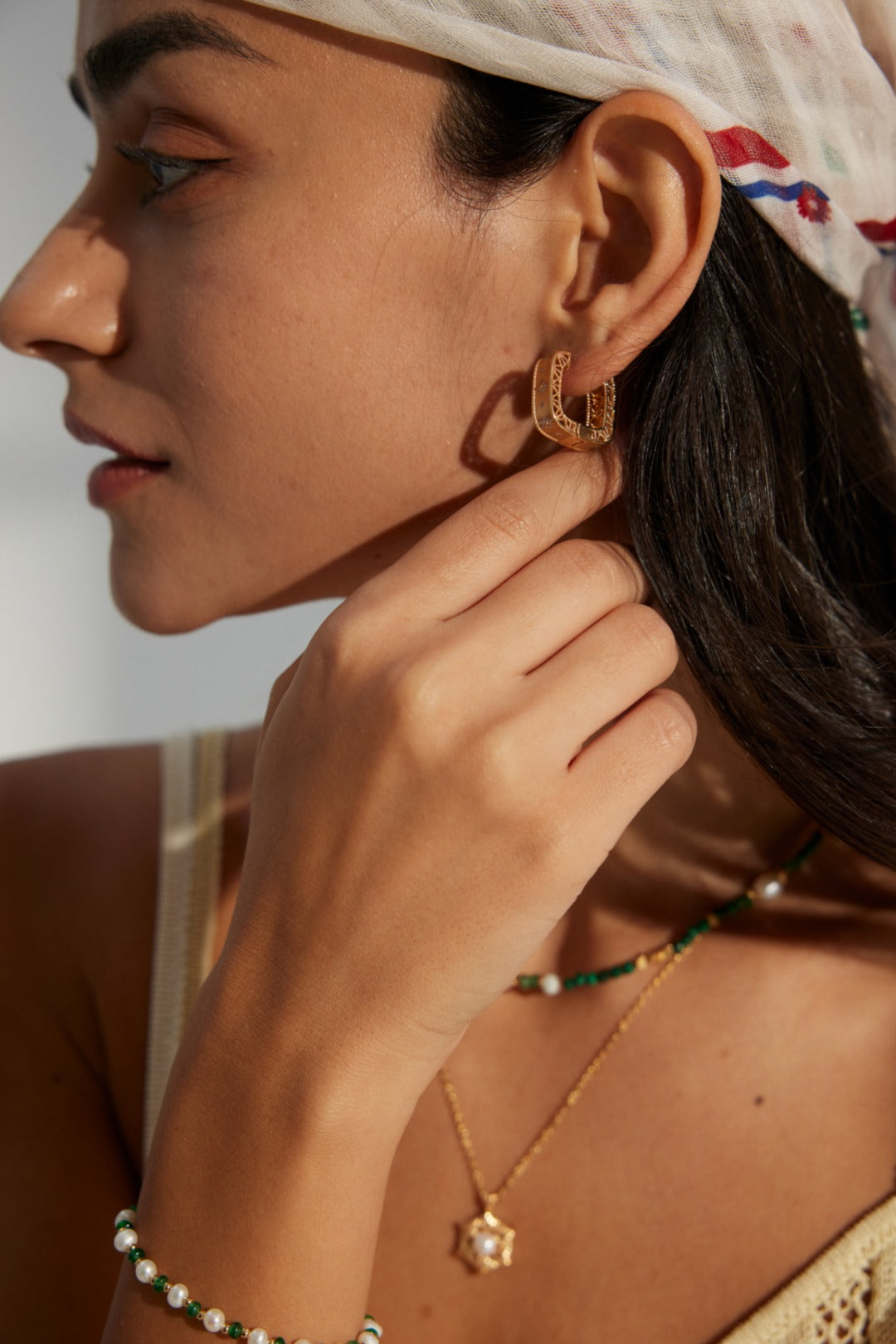 Vintage Gold Textured Hoop Earrings