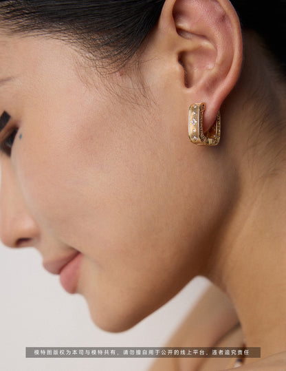 Vintage Gold Textured Hoop Earrings