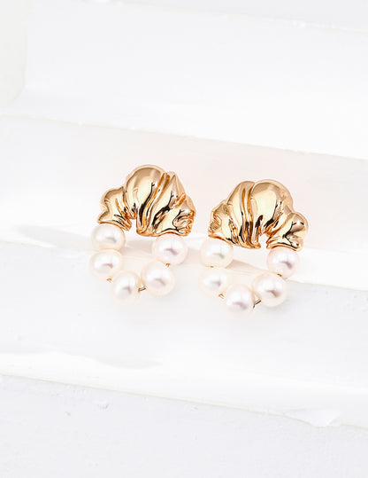 Pearl Shell Hoop Earrings