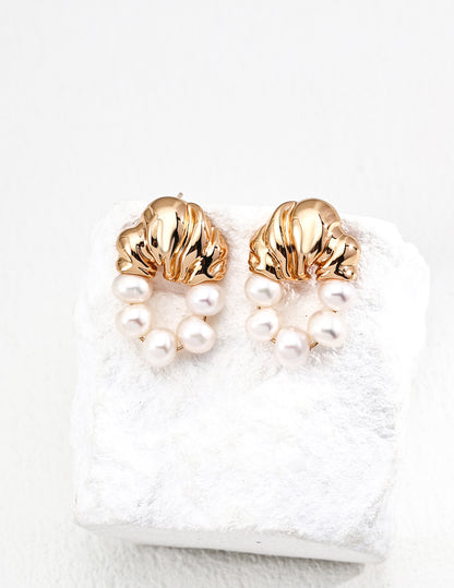 Pearl Shell Hoop Earrings