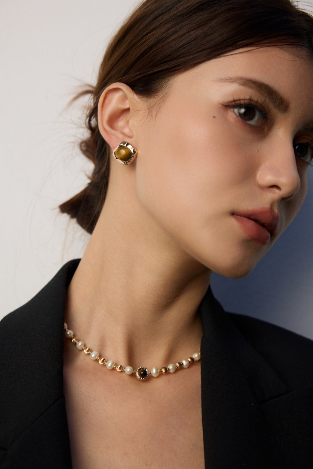 Tiger Eye Jewelry Set Gold